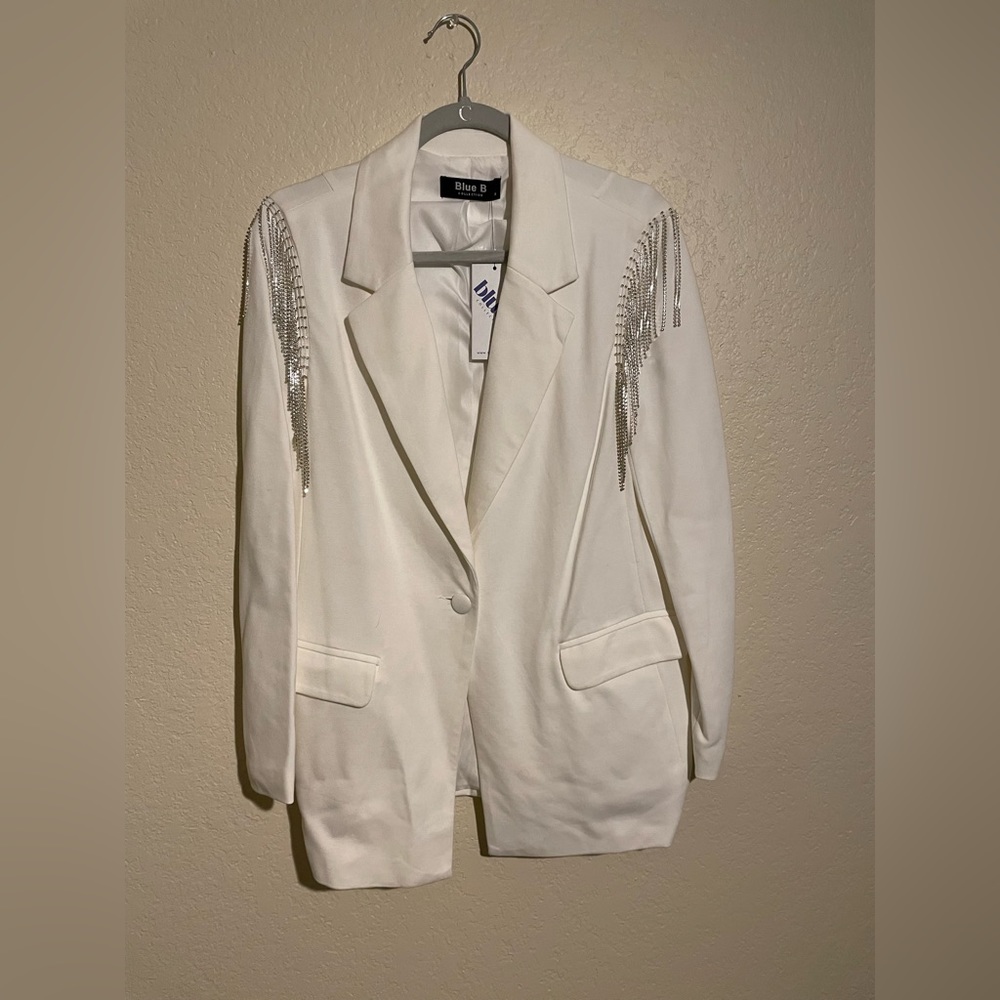 White Blazer with Sparkly Fringe